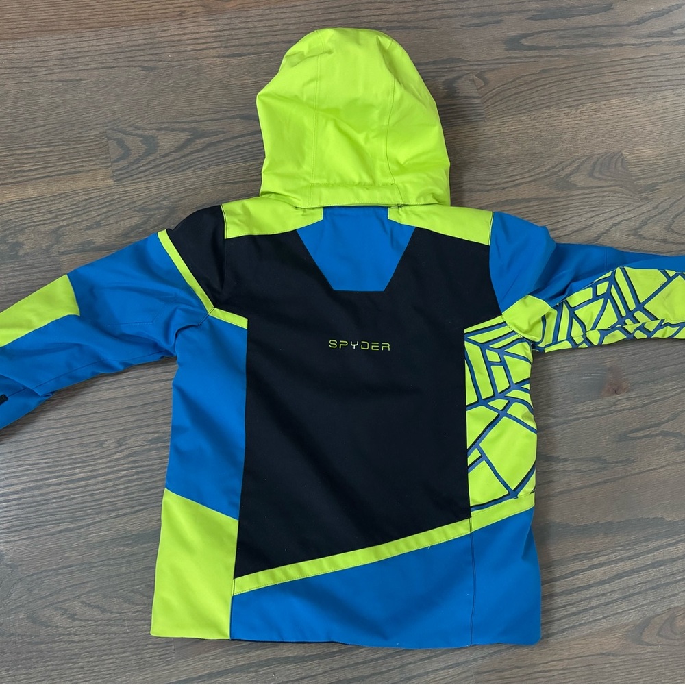 Spyder Blue, Black and Neon Green Ski Jacket Boy Size 7
